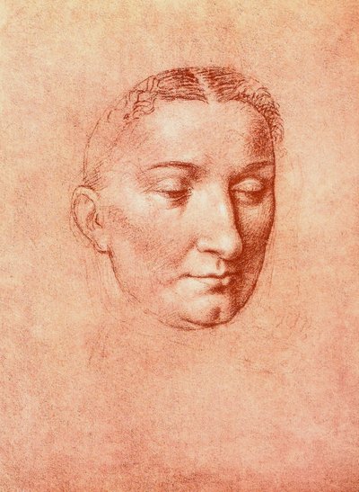 Studie voor het hoofd van een heilige, tekening door Leonardo da Vinci door Leonardo da Vinci